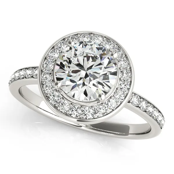 14K White Gold Round Halo Engagement Ring Double Diamond Jewelry Olympic Valley, CA
