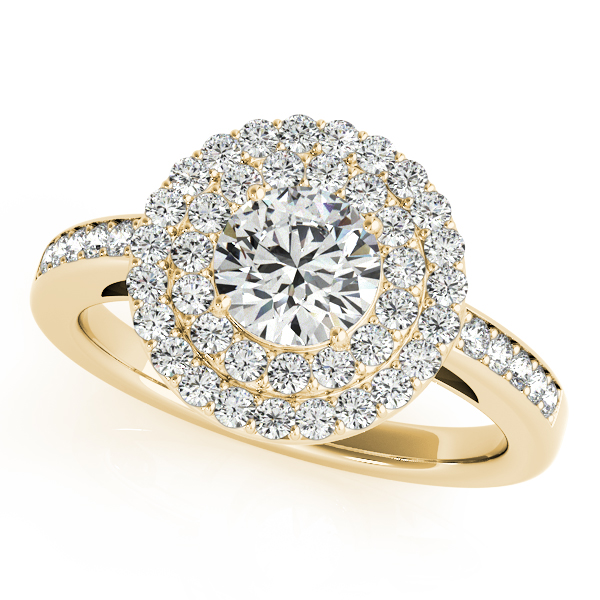 18K Yellow Gold Round Halo Engagement Ring