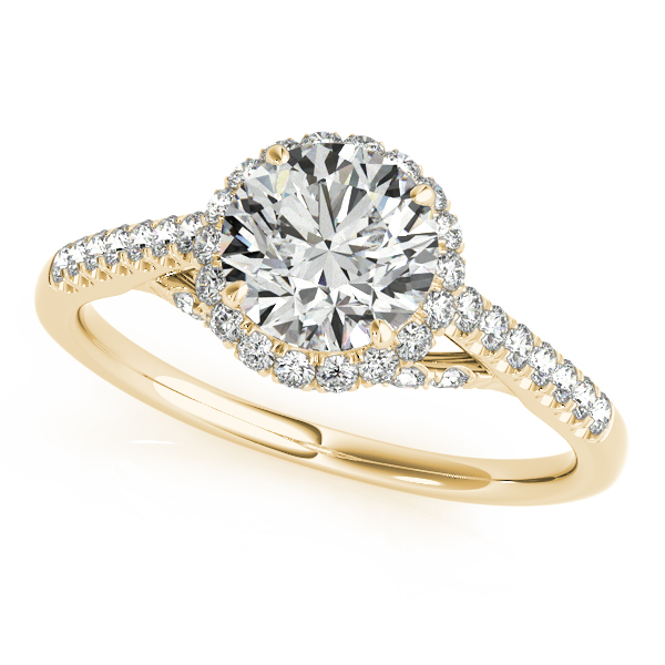 14K Yellow Gold Round Halo Engagement Ring