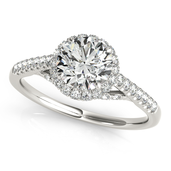 10K White Gold Round Halo Engagement Ring