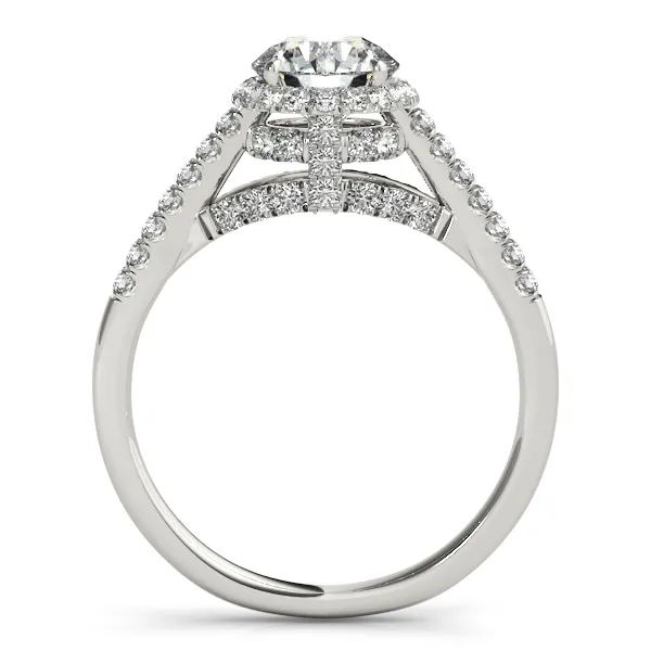 10K White Gold Round Halo Engagement Ring Image 2 Hingham Jewelers Hingham, MA