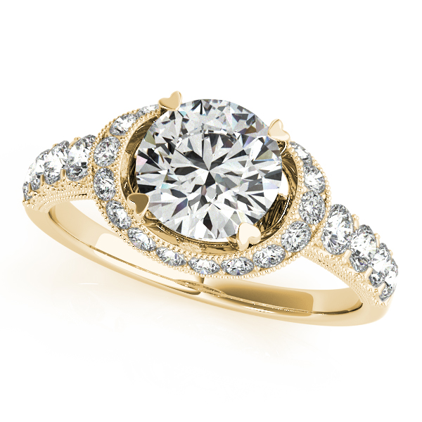10K Yellow Gold Round Halo Engagement Ring