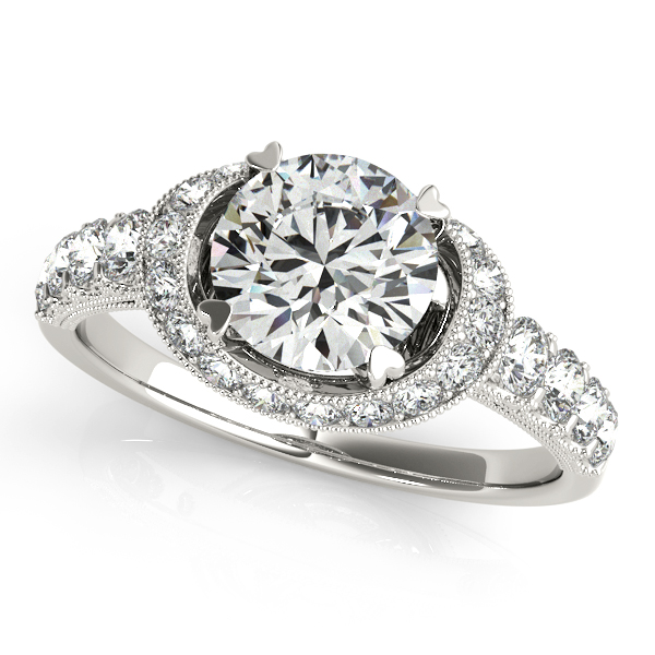 Platinum Round Halo Engagement Ring