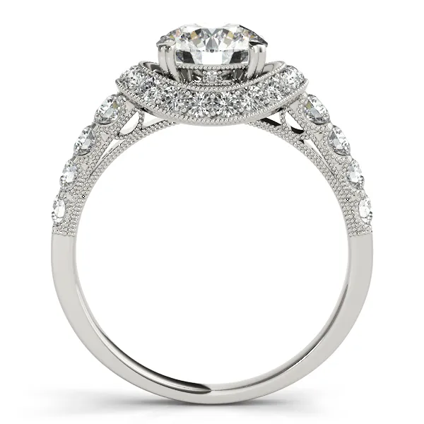 10K White Gold Round Halo Engagement Ring Image 2 Hingham Jewelers Hingham, MA