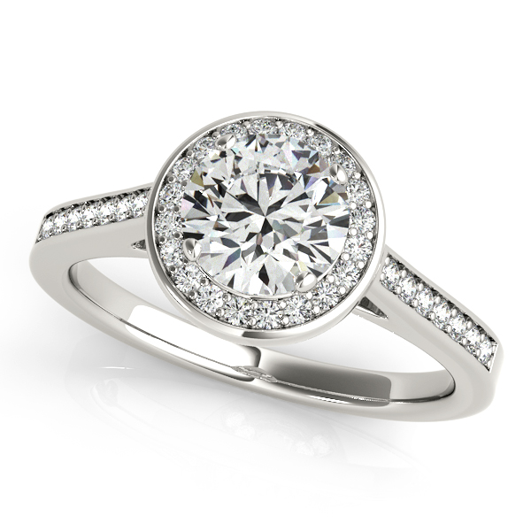 10K White Gold Round Halo Engagement Ring
