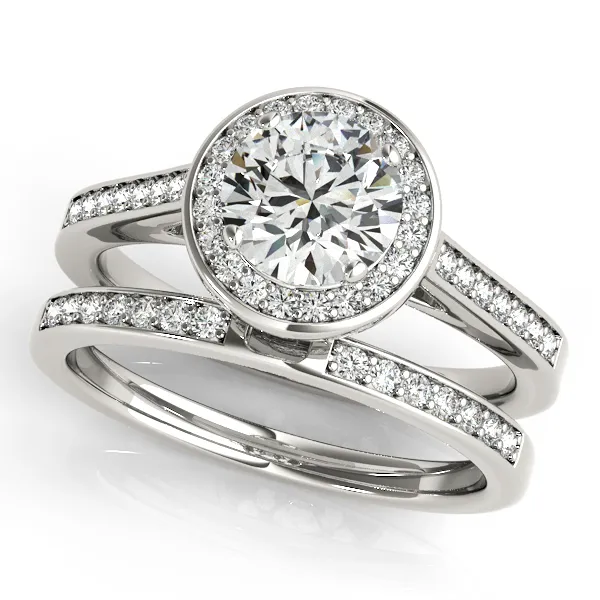 10K White Gold Round Halo Engagement Ring Image 3 Hingham Jewelers Hingham, MA