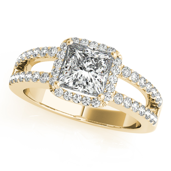 18K Yellow Gold Halo Engagement Ring