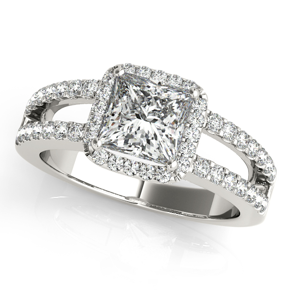18K White Gold Halo Engagement Ring