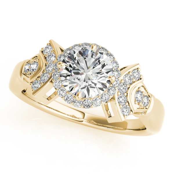 10K Yellow Gold Round Halo Engagement Ring