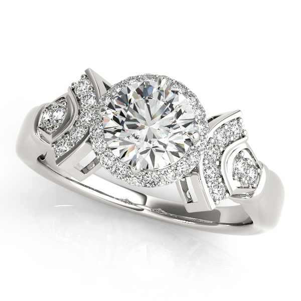 18K White Gold Round Halo Engagement Ring
