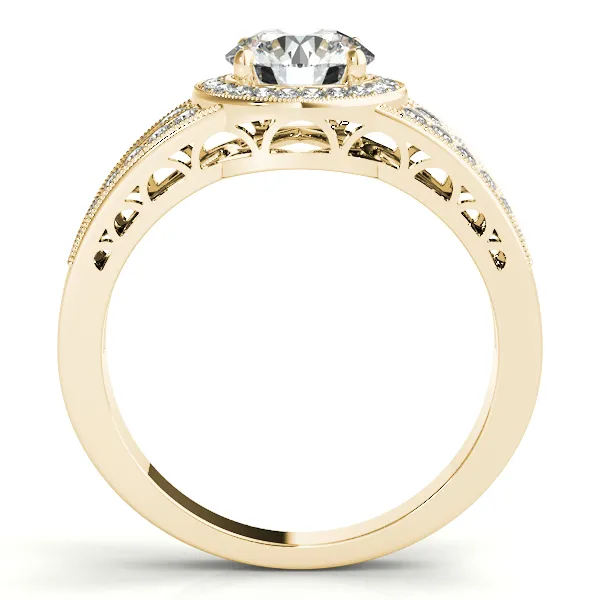 18K Yellow Gold Round Halo Engagement Ring Image 2 Georgetown Jewelers Wood Dale, IL