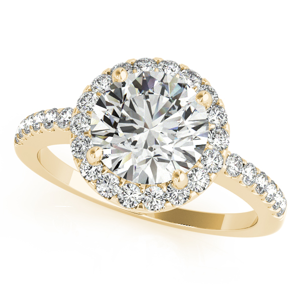 18K Yellow Gold Round Halo Engagement Ring