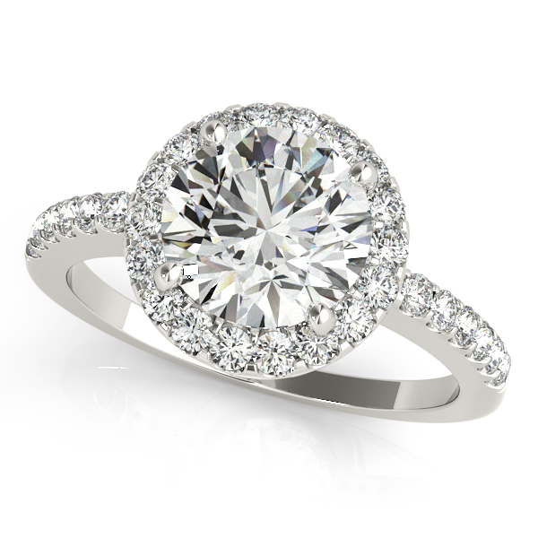 18K White Gold Round Halo Engagement Ring