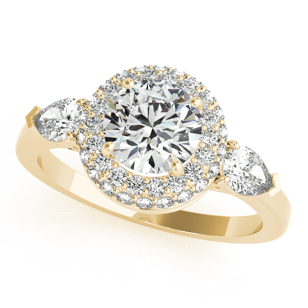 14K Yellow Gold Round Halo Engagement Ring