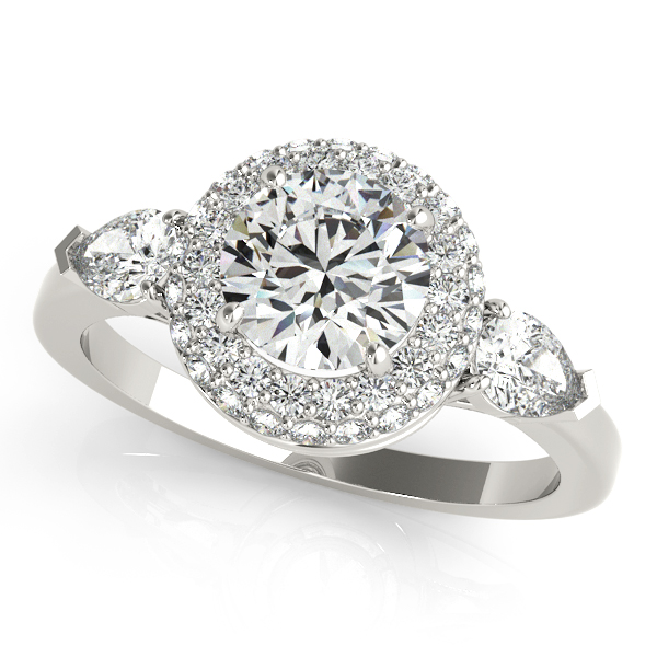 18K White Gold Round Halo Engagement Ring