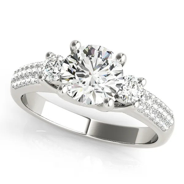 Platinum Three-Stone Round Engagement Ring Georgetown Jewelers Wood Dale, IL
