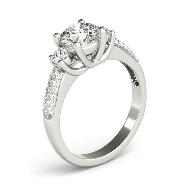 Platinum Three-Stone Round Engagement Ring Image 3 Georgetown Jewelers Wood Dale, IL