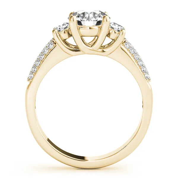 18K Yellow Gold Three-Stone Round Engagement Ring Image 2 Hingham Jewelers Hingham, MA