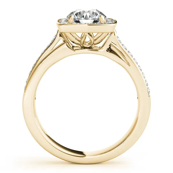 14K Yellow Gold Round Halo Engagement Ring Image 2 Score's Jewelers Anderson, SC