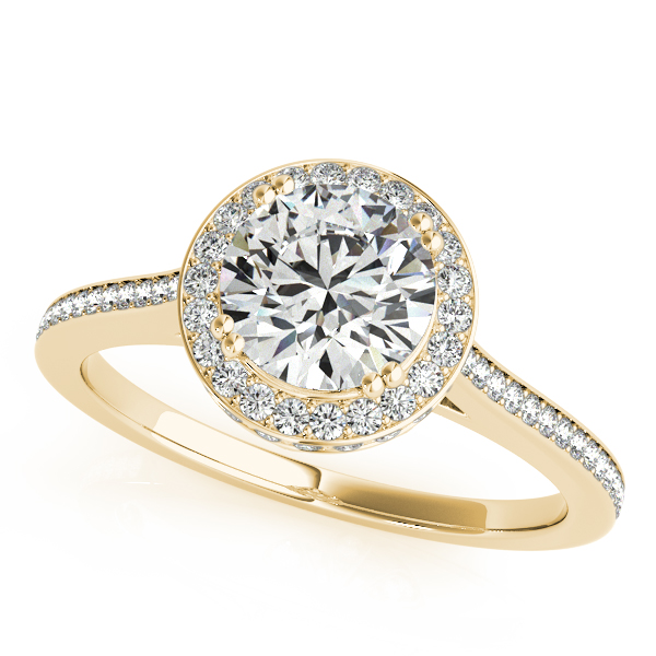 14K Yellow Gold Round Halo Engagement Ring