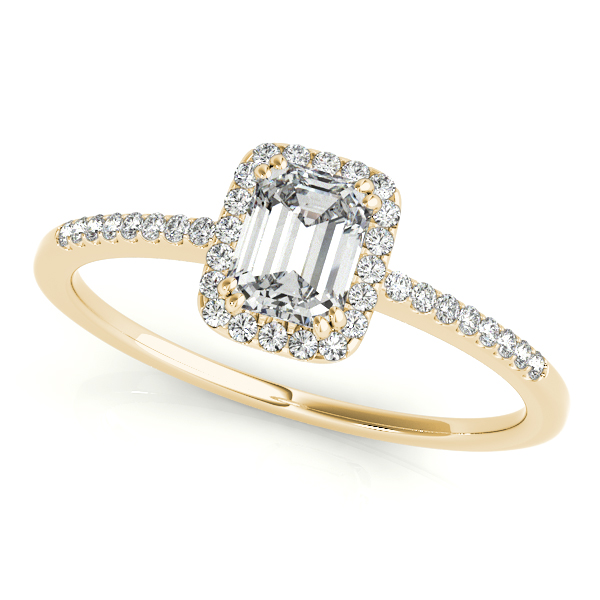 14K Yellow Gold Emerald Halo Engagement Ring