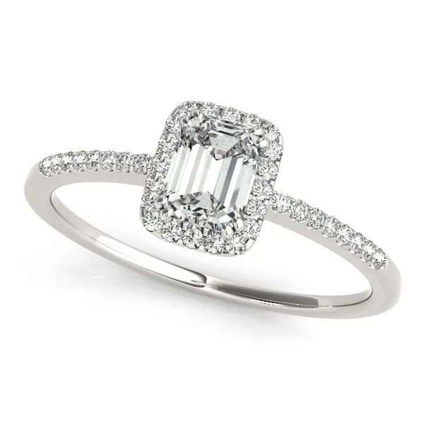 10K White Gold Emerald Halo Engagement Ring