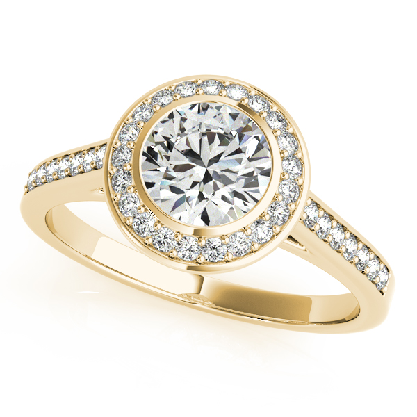 18K Yellow Gold Round Halo Engagement Ring