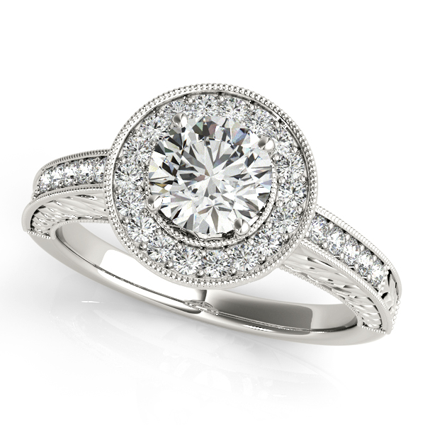 Platinum Round Halo Engagement Ring