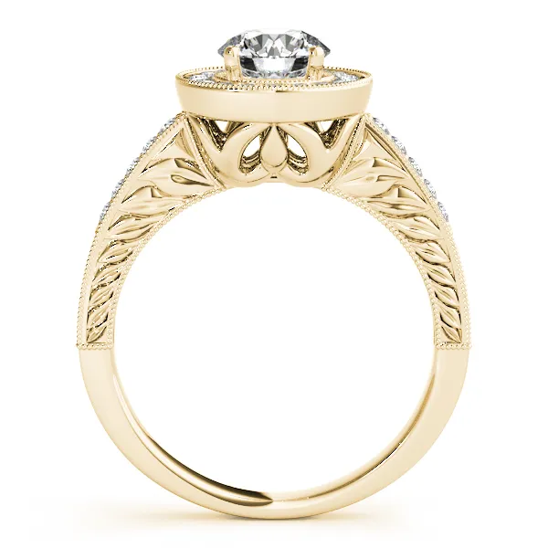 10K Yellow Gold Round Halo Engagement Ring Image 2 Hingham Jewelers Hingham, MA