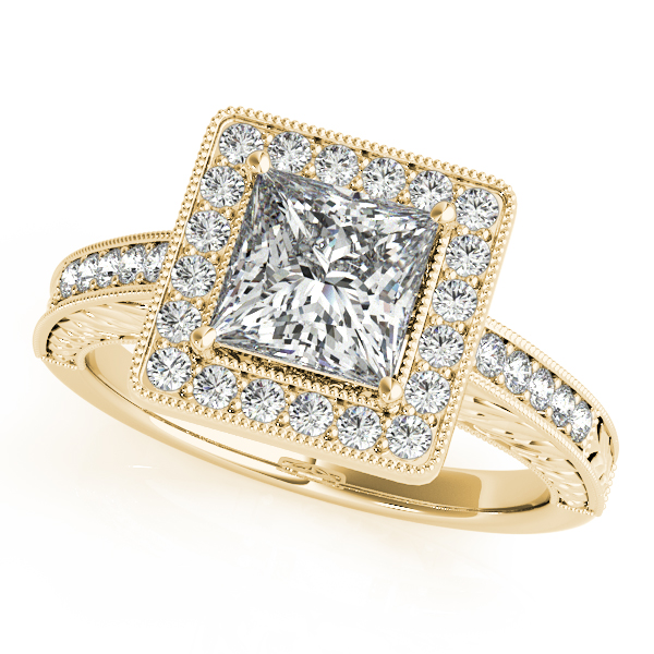 18K Yellow Gold Halo Engagement Ring