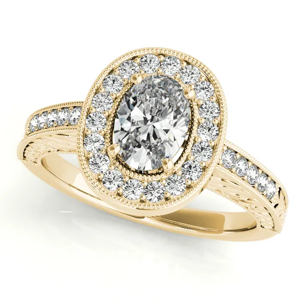 18K Yellow Gold Oval Halo Engagement Ring Hingham Jewelers Hingham, MA