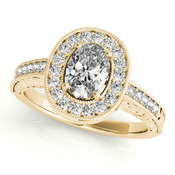 18K Yellow Gold Oval Halo Engagement Ring