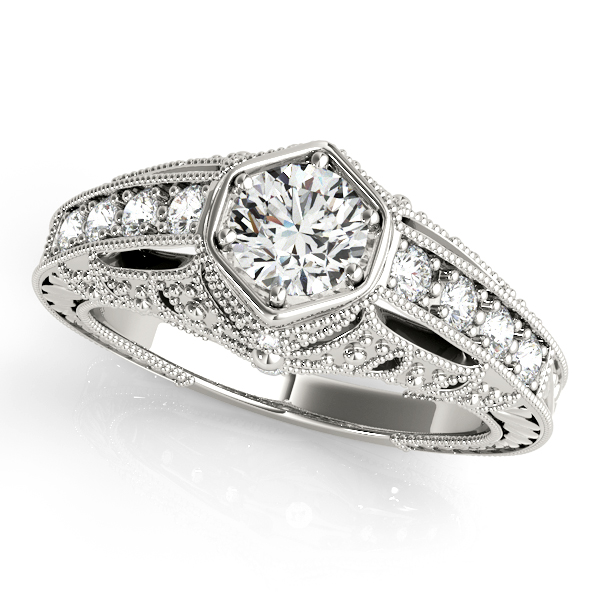 10K White Gold Antique Engagement Ring