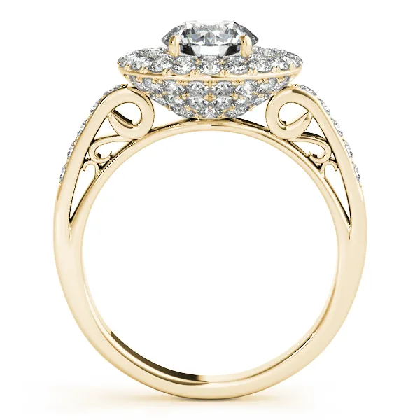 10K Yellow Gold Round Halo Engagement Ring Image 2 Hingham Jewelers Hingham, MA