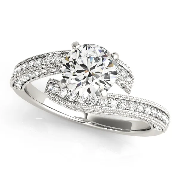 10K White Gold Bypass-Style Engagement Ring