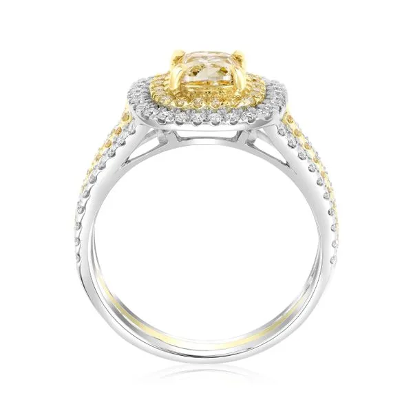 GIA Certified Double Halo Yellow Diamond Engagement Ring 1.62 carat Image 2 Carroll's Jewelers Fort Lauderdale, FL