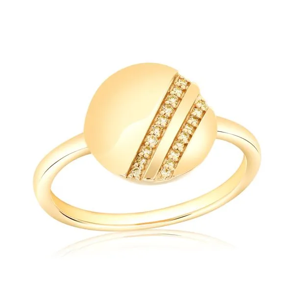 Stackable Double Row Yellow Diamond Round Disk Ring 14k Yellow Gold Gold Carroll's Jewelers Fort Lauderdale, FL