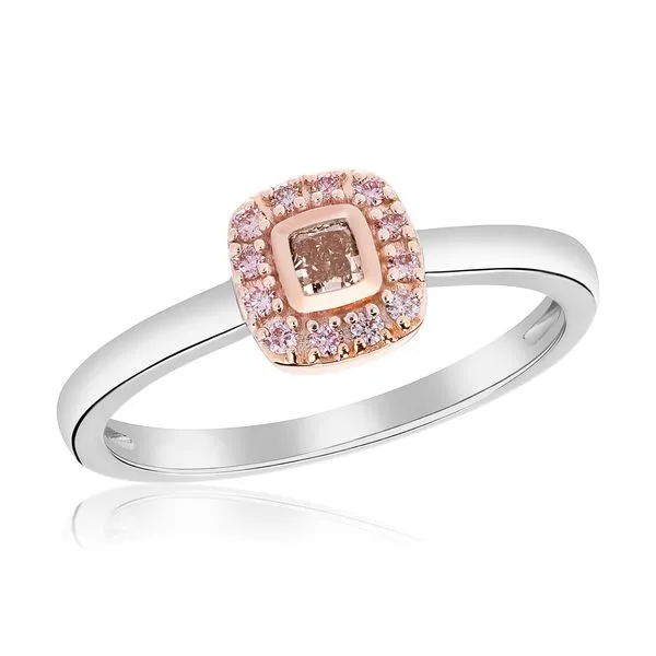 Special 0.12 Carat Natural Fancy Pink Cushion Diamond with Argyle Pink Diamond Halo Ring Carroll's Jewelers Fort Lauderdale, FL