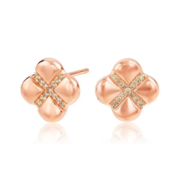 Sterling Silver Floral Design Featuring Fancy Brown Diamond Earrings Carroll's Jewelers Fort Lauderdale, FL