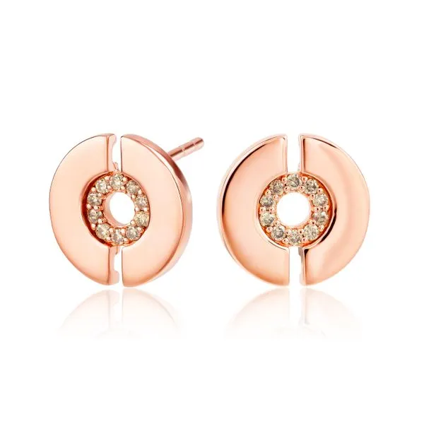 925 Sterling Silver Disk Stud Earrings featuring Natural Brown Diamonds Carroll's Jewelers Fort Lauderdale, FL