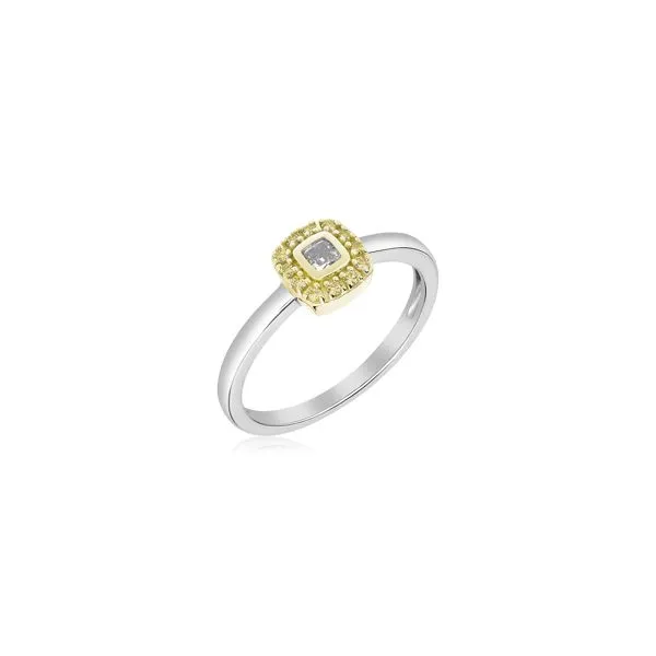 Stackable Halo Ring with Fancy Gray Cushion and Yellow Diamond Halo 0.40 carats Carroll's Jewelers Fort Lauderdale, FL