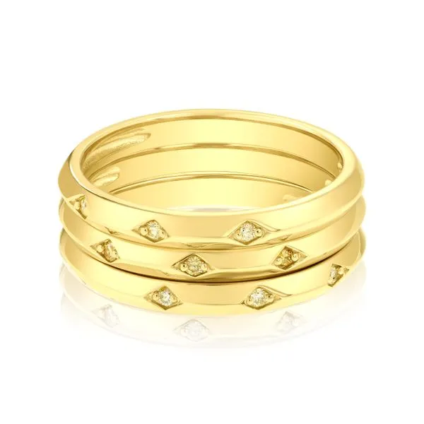 Fancy Yellow Diamond Three Ring Yellow Gold Stackable Set SIERRA MOON Auburn, CA