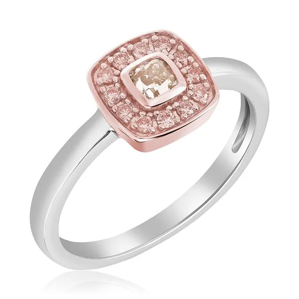 Stackable Halo Ring with Fancy Pink Cushion and Argyle Pink Diamond Halo 0.30 carats SIERRA MOON Auburn, CA