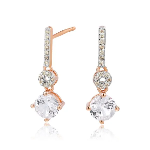 Half Carat Sized White Sapphire and Brown Diamond Drop Earring Carroll's Jewelers Fort Lauderdale, FL
