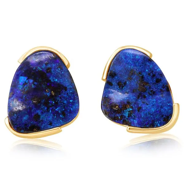 Yellow Gold Boulder Opal Earrings Clater Jewelers Louisville, KY