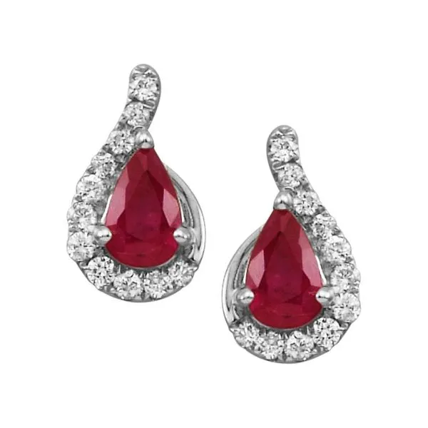 White Gold Ruby Earrings Clater Jewelers Louisville, KY