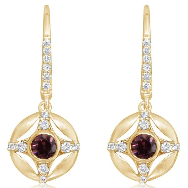 Yellow Gold Rhodolite Garnet Earrings Albert's Jewelers Kingsland, GA