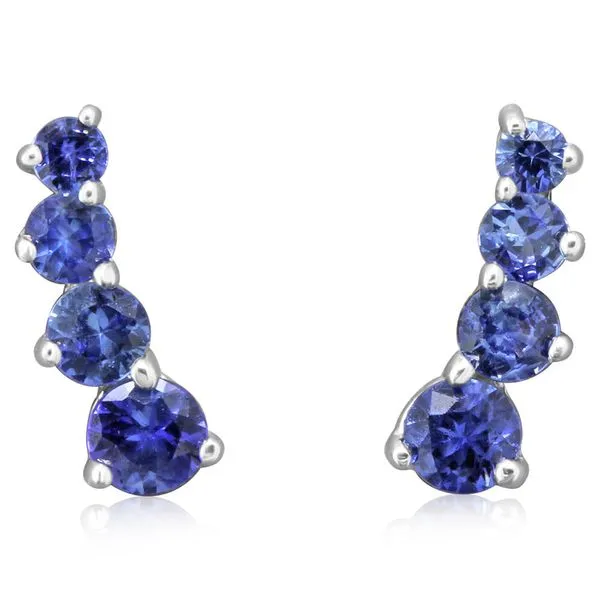 White Gold Sapphire Earrings Blue Heron Jewelry Company Poulsbo, WA