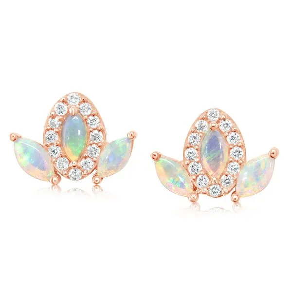 Rose Gold Calibrated Light Opal Earrings Blue Heron Jewelry Company Poulsbo, WA