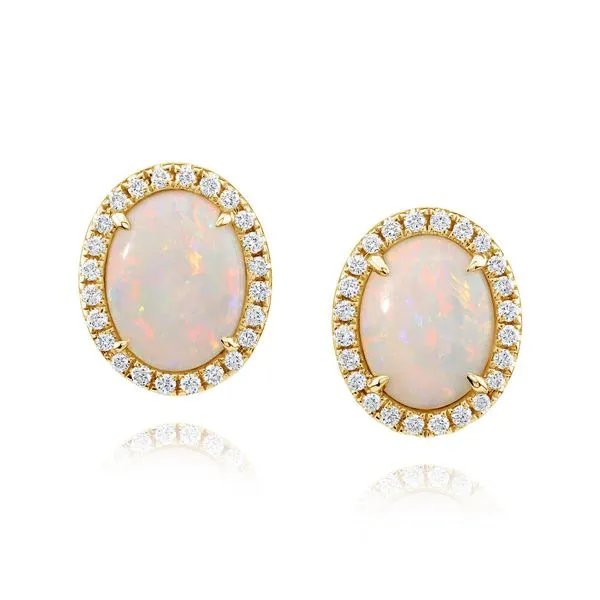 Yellow Gold Calibrated Light Opal Earrings Clater Jewelers Louisville, KY